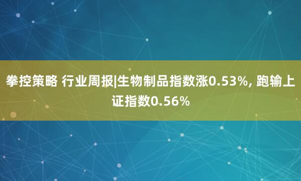 拳控策略 行业周报|生物制品指数涨0.53%, 跑输上证指数0.56%